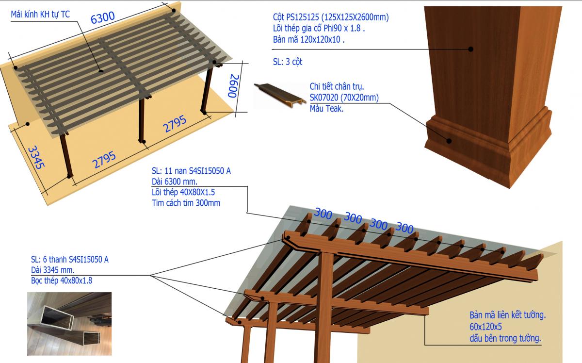 Cấu tạo giàn hoa gỗ ngoài trời tecwood