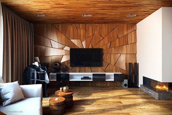 gỗ ốp tường phòng khách