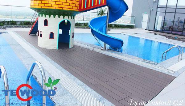sàn nhựa giả gỗ lắp bể bơi