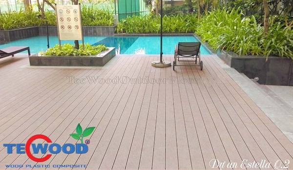 sàn gỗ bể bơi ngoài trời