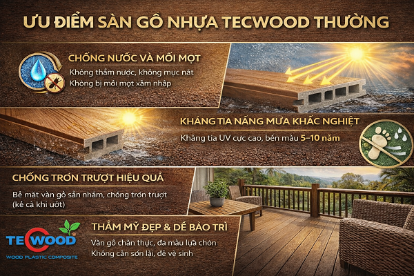 Ưu điểm sàn gỗ nhựa Tecwood thường